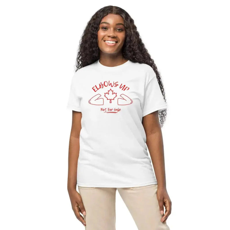 Elbows up Not For Sale Canada Black T Shirt with Red Maple Leaf 