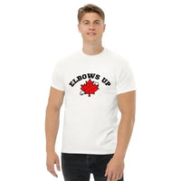 elbows up maple leaf with arm t shirt